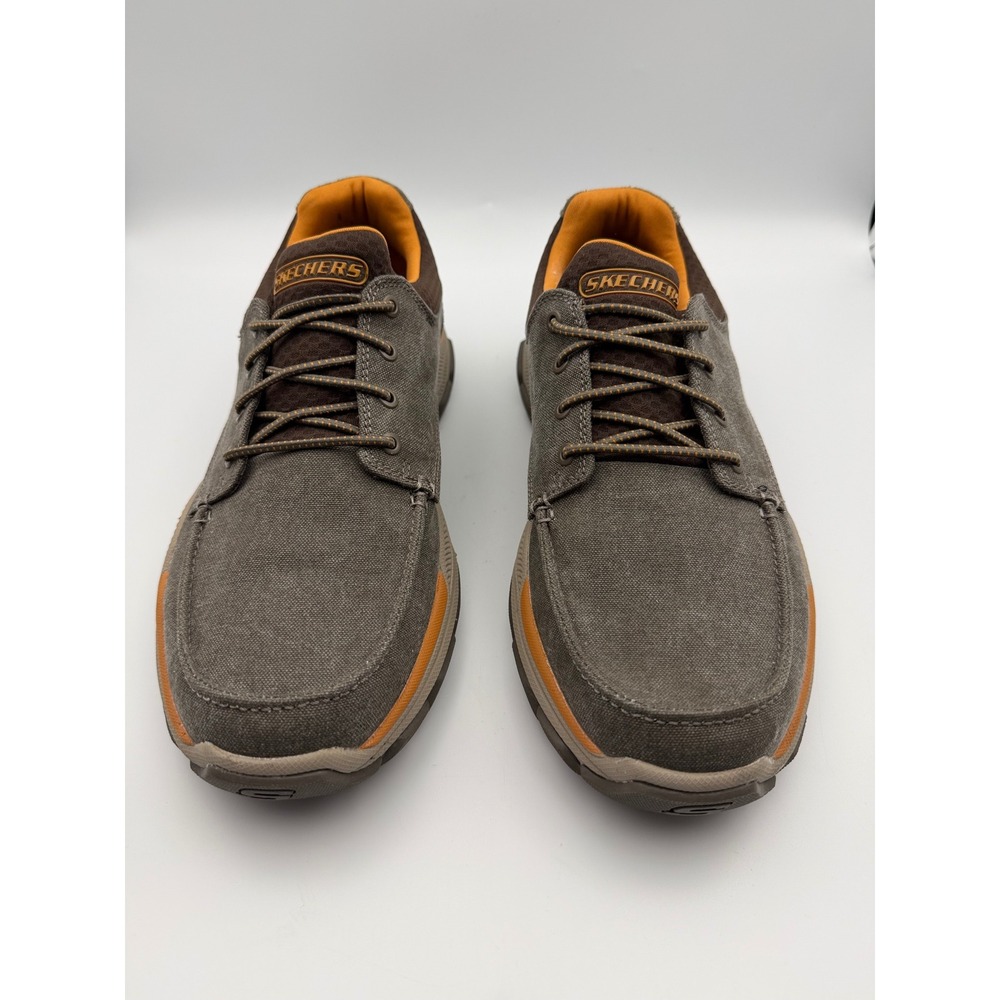 Skechers Relaxed Fit Mens Brown Canvas Shoes Goodyear Sole 204329 Size 10.5